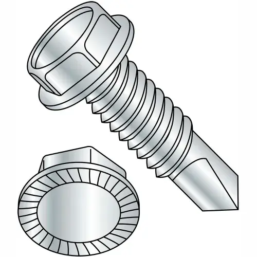 Top Rated 5/16-18X1 1/2 7/16 A/F Unslotted Indented Hexwasher Serrated Self Drill Full Thread Zinc Bake 600pcs