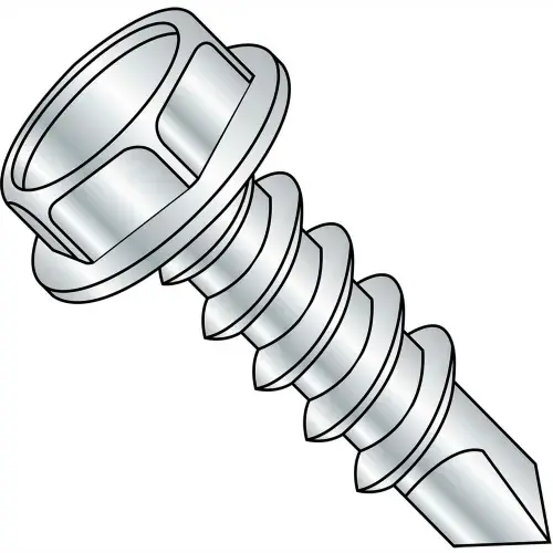 Trending 10 x 3/4 Unslotted Indented Hex Washer Self Drill Screw Full Thread Zinc Bake - Pkg of 5000