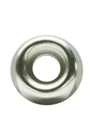12 Countersunk Finishing Washer - .307/.267" I.D. - .012/.02" Thick - Brass - Nickel Plated, 100 Pk Buy Direct