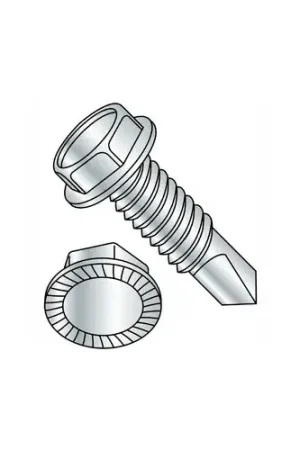 Mega Sale 1/4-14 x 3" Self-Drilling Screw, Unslotted Indented Hex Washer Head, 410 Stainless Steel, Pk of 100
