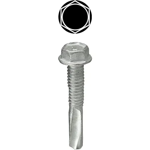 Markdown L.H.Dottie® Self Drilling Screw, Weather Resistant Coated Tek 5 Hex Washer Head, 12 x 1-1/4"L