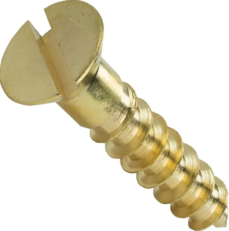 8 X 3" Wood Screws Slotted Drive Flat Head Brass (100 / Pkg.) Authentic