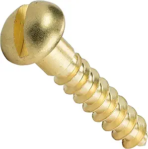 8 X 7/8" Wood Screws Slotted Drive Round Head Brass (100 / Pkg.) Save Now