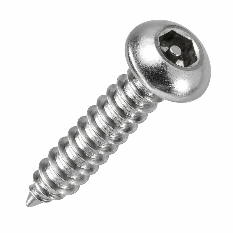 Authentic 8 X 1" Tamper Resistant Sheet Metal Screws Button Head Pin-In Socket Drive 18/8 Stainless Steel (100 / Pkg.)