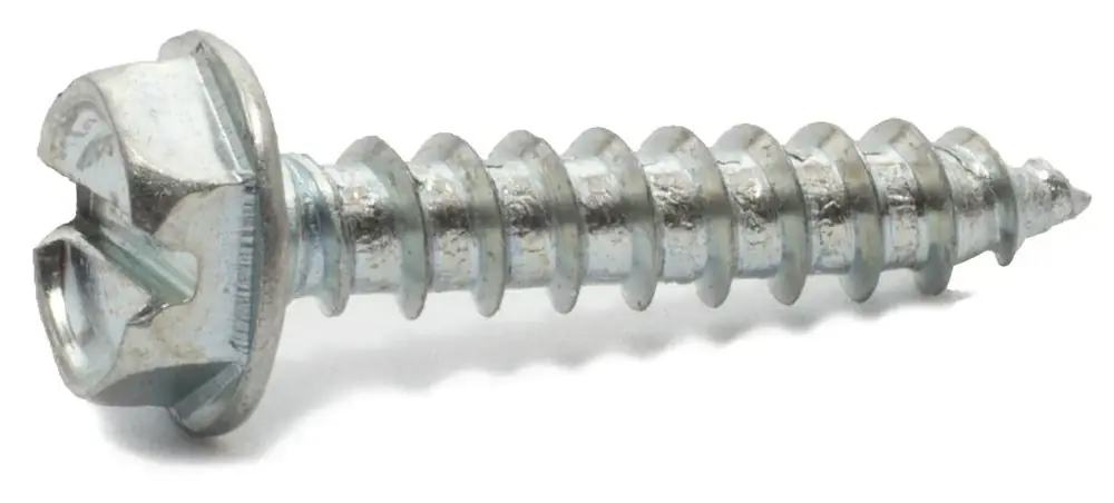 Must Have 3/8 X 2" Type A Sheet Metal Screws Indented Hex Washer Head Slotted Drive Steel Zinc Plated (300 / Pkg.)