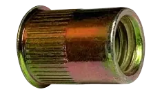 [1000 PKG] Ribbed Rivet Nuts Small Head Steel Zinc Yellow Dichromate 10-32 X .225 Price Cut