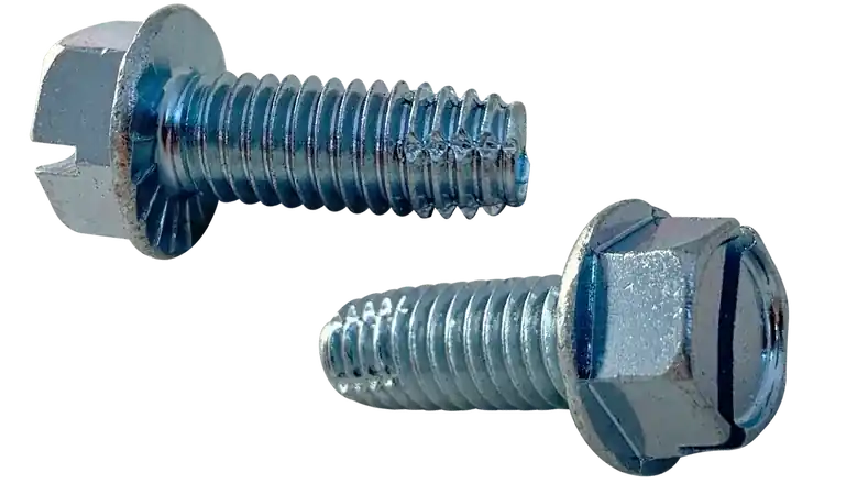 5/16-18 X 2" Type F Thread Cutting Screws Serrated Indented Hex Washer Head Slotted Drive Steel Zinc & Bake (600 / Pkg.) Special Offer