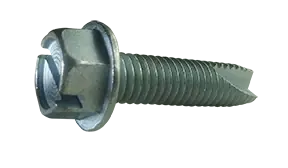 3/8-16 X 3" Type 23 Thread Cutting Screws Indented Hex Washer Head Slotted Drive Steel Zinc & Bake (400 / Pkg.) In Demand