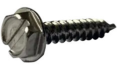 Certified 14 X 2-1/2" Type AB Self Tapping Sheet Metal Screws Indented Hex Washer Head Slotted Drive 18/8 Stainless Steel (500/Pkg.)