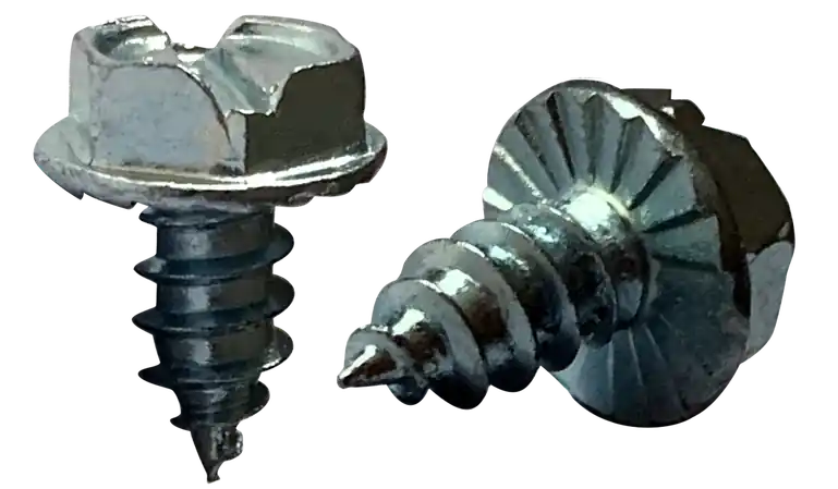 High Quality 10 X 5/8" Slotted Serrated Indented Hex Washer Head Self Tapping Screws Steel Zinc & Bake Zinc Plated (7000 / Pkg.)