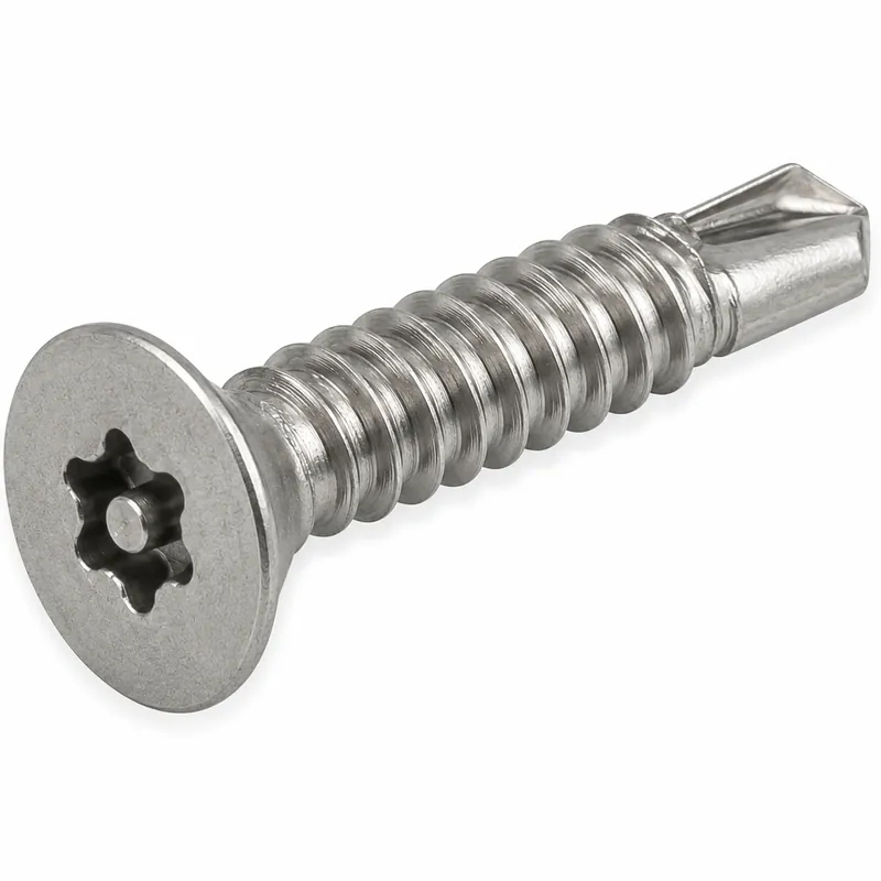 10 X 3/4" Tamper Resistant Self-Drilling Screws Flat Head Pin-In Six Lobe Drive (T20) 410 Stainless Steel (100 / Pkg.) Weekend Sale