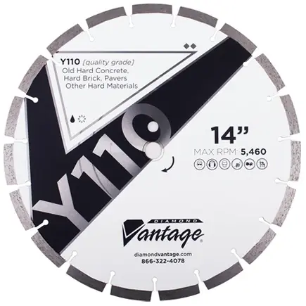 Diamond Vantage 1612EY1-1 16" x 0.125" Diamond Blade for Hard Material Y110 - HARD Materials Fan Favorite