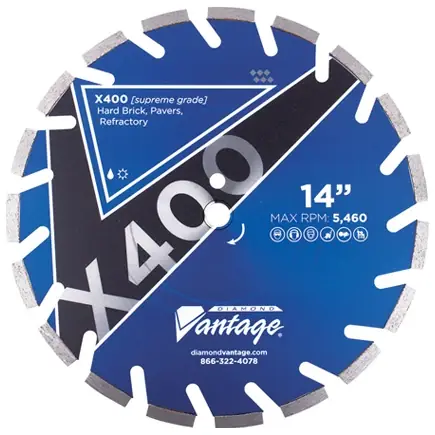 Top Pick Diamond Vantage 1612EX4-1E 16" x 0.125" Diamond Blade for Hard Material X400 REFRACTORY