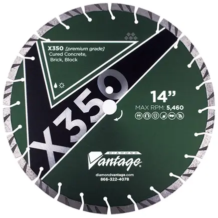 Limited Offer Diamond Vantage 1211EX3.5-2 12" x 0.110" Diamond Blade for Concrete/Masonry X350