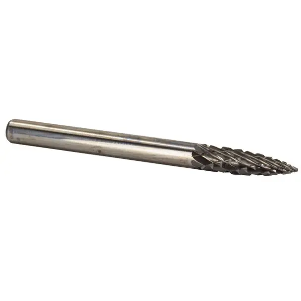 Hot Picks 1/8" X 1/2" Tree Pointed End Miniature Carbide Bur Solid Carbide 1/8" Round Shank DULSG44