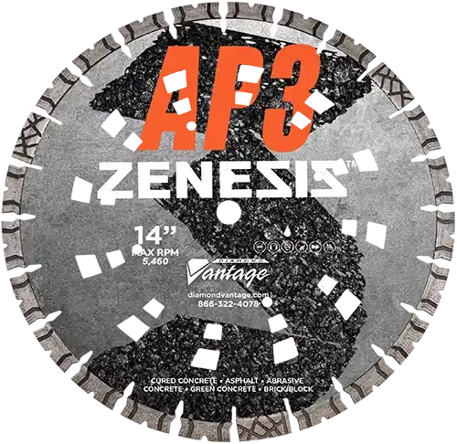 Clearance Diamond Vantage 2014EDUZX4-AP3 20" x 0.140" Diamond Blade for All Purpose/Combo-Concrete And Asphalt ZENESIS AP3 14mm Segments