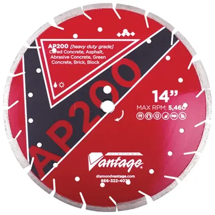 Order Now Diamond Vantage 2012EX1-AP 20" x 0.125" Diamond Blade for Asphalt/Reinforced Concrete/Brick/Block/Cured Concrete AP200 - ALL PURPOSE