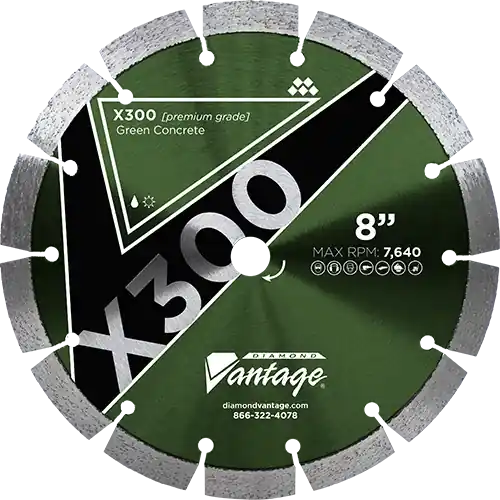 In Demand Diamond Vantage 1325EZGX3 13.5" x 0.250" Early Entry Saw Diamond Blade for Green Concrete/Very Hard Aggregate/Flint/Chert X300 - GREEN CONCRETE