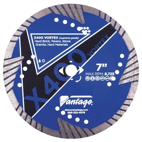 Diamond Vantage 0709UDZBX4-1 7" x 0.095" Diamond Blade for Granite/Marble/Hard Brick/Hard Pavers X400 VORTEX Genuine