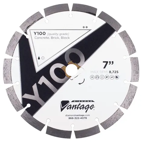 Diamond Vantage 4508CDZBY1-2 4.5" x 0.080" Diamond Blade for Concrete/Masonry Y100 Professional Grade