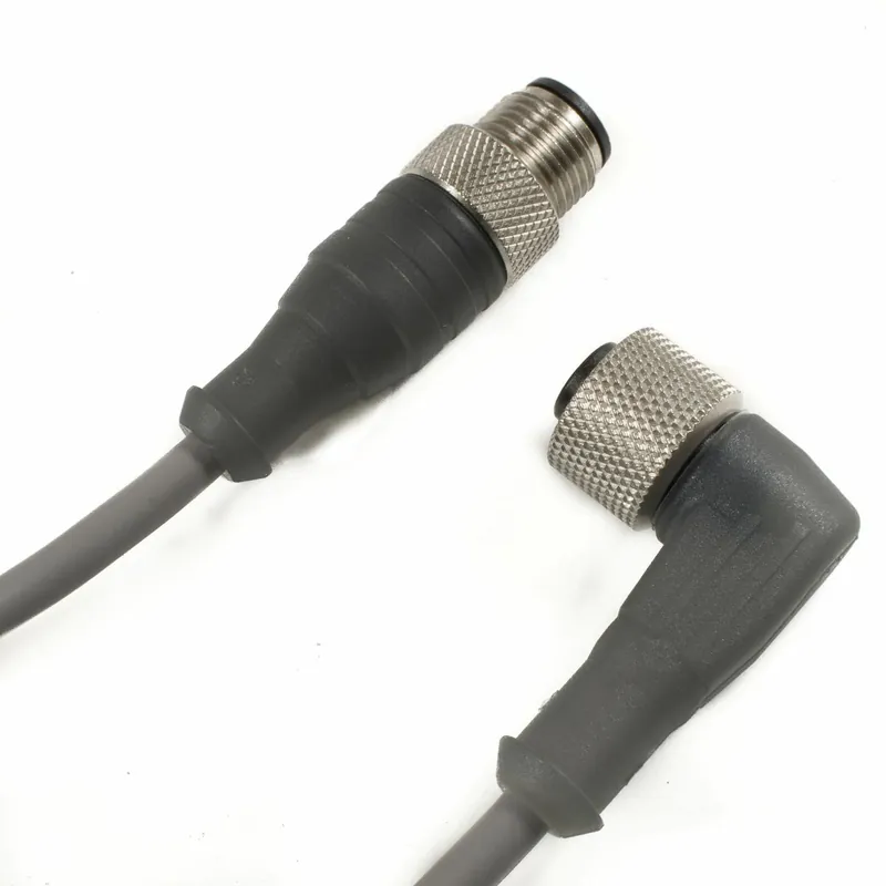 Get Yours OBSOLETE - Alpha Connect Cordset - M12 Male Straight to M12 Female 90° - 22AWG 3 Poles - DR03AW104 - Slate - 3M (9.84ft)