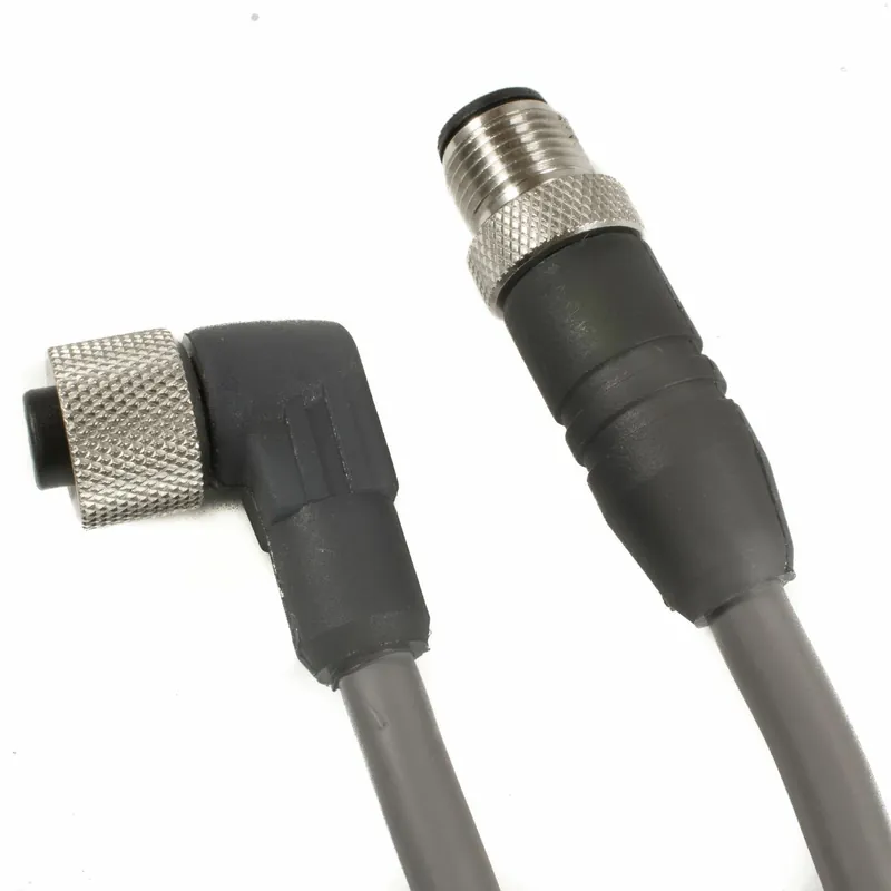 Hassle-Free Returns OBSOLETE - Alpha Connect Cordset - M12 Male Straight to M12 Female 90° - 24AWG 8 Poles - DR08AW103 - Slate - 15M (49.2ft)
