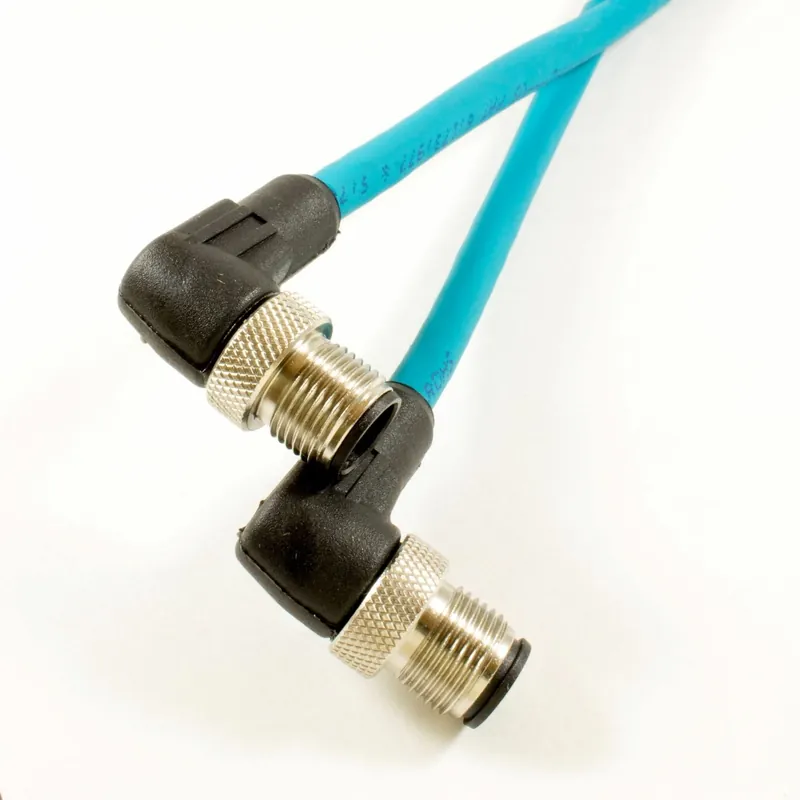 Trusted Brand OBSOLETE - Alpha Connect Ethernet Cordset - M12 Male 90 Deg to M12 Male 90 Deg - 24AWG 2 Poles - DW04DW117 - Teal - 1M (3.28ft)