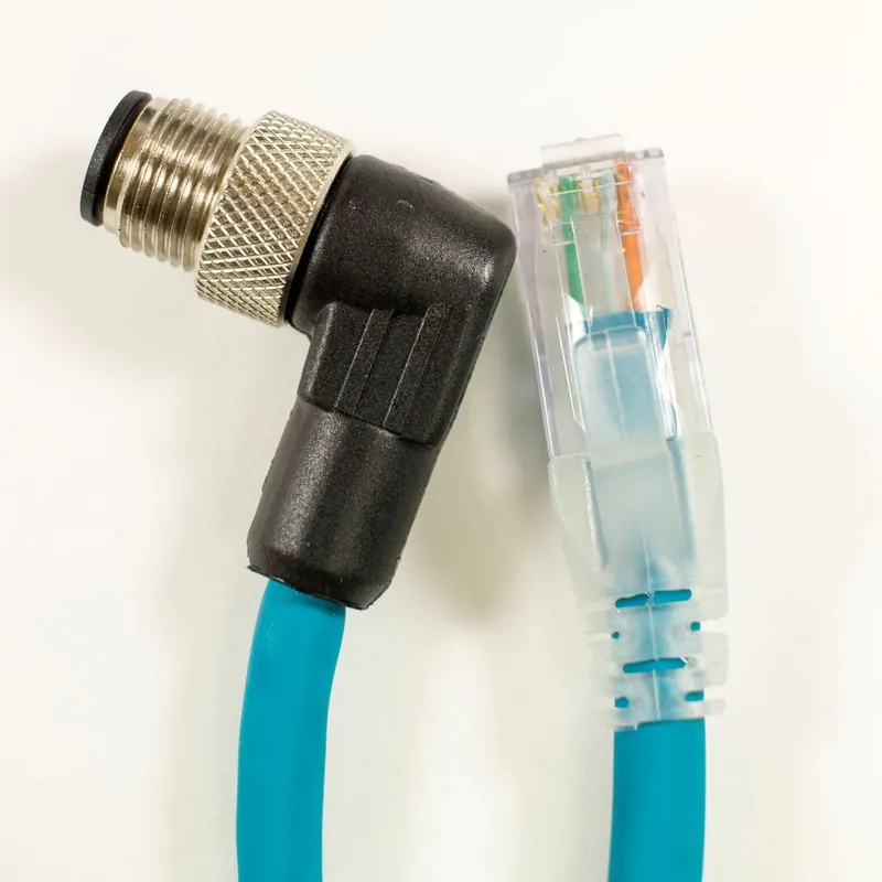 OBSOLETE - Alpha Connect Ethernet Cordset - M12 Male 90 Deg to RJ45 Male - 24AWG 2 Poles - DW04QR117 - Teal - 15M (49.2ft) Order Now