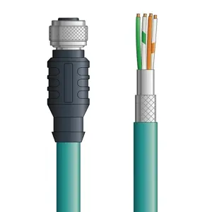 C5E104F01 - LAPP ETHERLINE® Industrial Cordsets 26 AWG / 2 pair CAT5e - Teal Polyurethane (PUR) - M12 Female / Wire Leads connectors - 1m One Day Deal