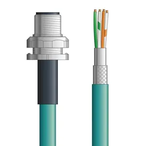 Special Offer C5E010S02 - LAPP ETHERLINE® Industrial Cordsets 26 AWG / 4 pair CAT5e - Teal Polyurethane (PUR) - M12 Male Bulkhead / Wire Leads connectors - 2m