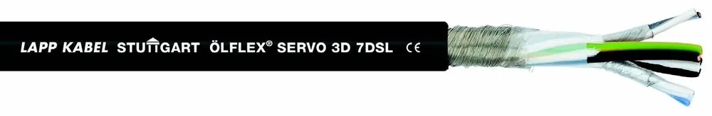 1023353 - LAPP ÖLFLEX® SERVO 3D 7DSL Low Capacitive Hybrid Servo Cable - 14 AWG 6 conductor - Shielded - Black Polyurethane (PUR) Crafted