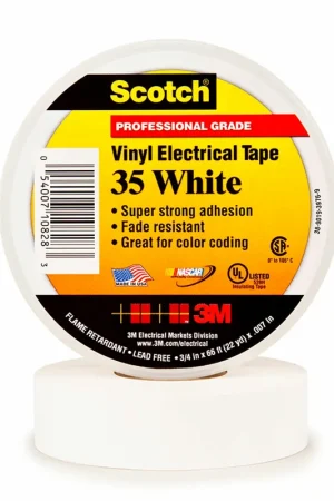 Secure Checkout Scotch® Professional Grade Color Coding Vinyl Electrical Tape 35 -WHITE - 1/2" x 20 ft roll