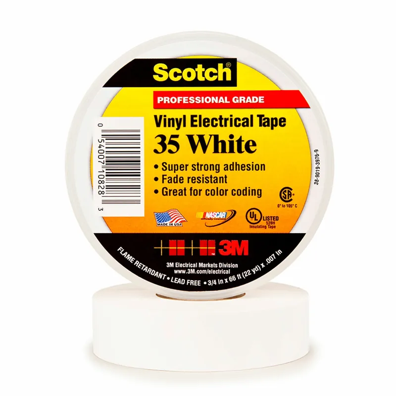 Secure Checkout Scotch® Professional Grade Color Coding Vinyl Electrical Tape 35 -WHITE - 1/2" x 20 ft roll