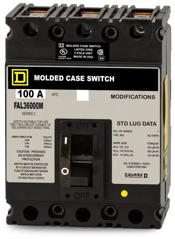 Mega Sale Square D FAL36000M - 100A 3 Pole Automatic Molded Case Switch