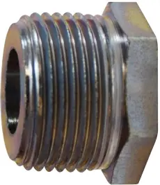Final Sale Midland Metal 66512 Reducer Hex Bushing, 1 in MPT x 1/2 in FPT, Steel, Zinc-Plated