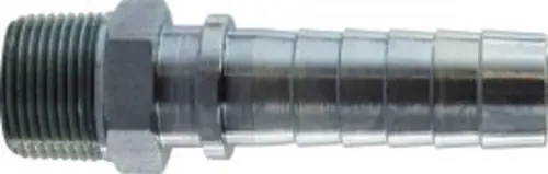Budget Buchanan Rubber HNC-04-02-SP Hose Hex Nipple, 1/4 in Barbed x 1/8 in MPT, Steel