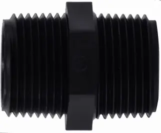 Midland Metal 28614P Hex Nipple, 1/2 in MPT x 1/2 in MPT, Polypropylene, Black Today Only