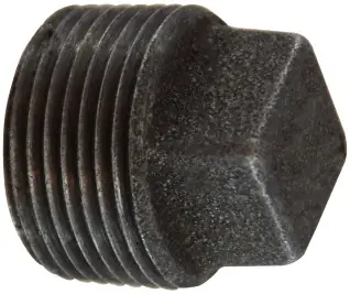 Midland Metal 65656 Cored Square Head Plug, 1-1/4 in MPT, Iron, Black Price Cut
