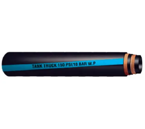 Buchanan Rubber TLB-600 Tank Truck Hose, 100 ft L, 150 psi, Nitrile Rubber Tube, Black with Blue Stripe Secure Checkout