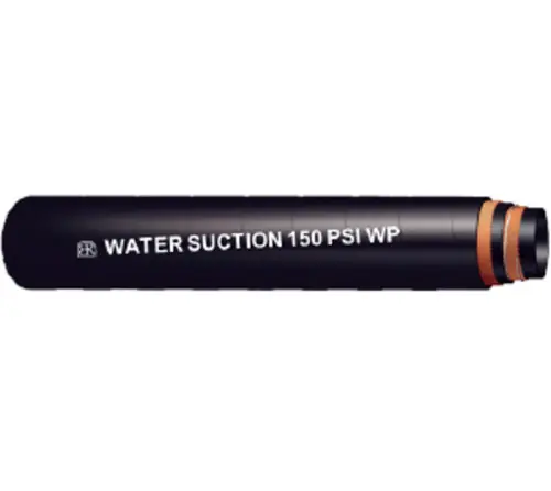 Premium Buchanan Rubber WSB-150 Water Suction Hose, 100 ft L, 150 psi, Rubber Tube, Black