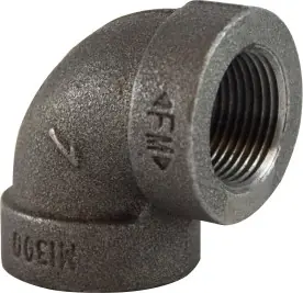 Midland Metal 69107 90 deg Elbow, 1-1/2 in FPT x 1-1/2 in FPT, Iron, Black, XH Schedule, 300 lb Buy Direct