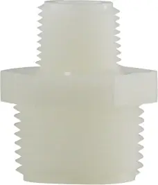 Midland Metal 28620W Reducing Hex Nipple, 1/4 in MPT x 1/8 in MPT, Nylon, White Today Only