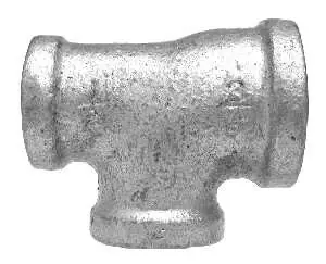Premium Midland Metal 64310 Reducing Tee, 1-1/4 in FPT x 1 in FPT x 1-1/4 in FPT, Iron, Galvanized, 150 lb
