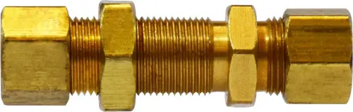 Midland Metal 18087 Bulkhead Union, 3/16 in Compression x 3/16 in Compression, Brass Reduced Price