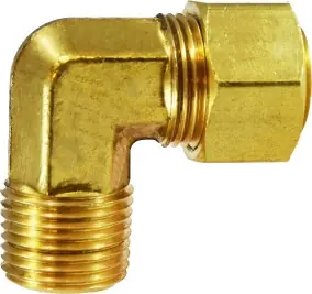 Midland Metal 26221B 90 deg Elbow with 26002 Sleeve Nut, 3/16 in Compression x 1/8 in MIP, Brass Buy Direct