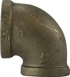 Midland Metal 44121LF 90 deg Reducing Elbow, 3/8 in FPT x 1/8 in FPT, Bronze Time-Limited