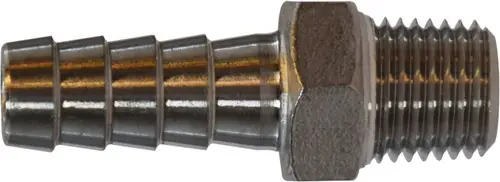 Crafted Midland Metal 73974 Reducing Nose Nipple, 3/4 in Hose Barbed x 1/2 in Male BSP, Stainless Steel