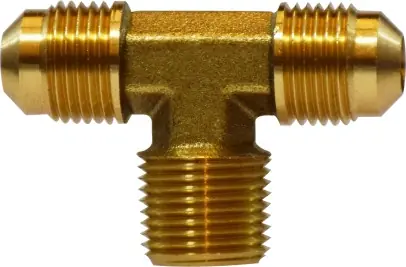 Buy Online Midland Metal 10219 Branch Tee, 5/8 in Male Flare x 5/8 in Male Flare x 3/4 in Male NPTF, Brass