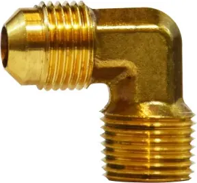 Midland Metal 10305 90 deg Elbow, 3/4 in Male Flared x 1/2 in Male NPTF, Brass Genuine
