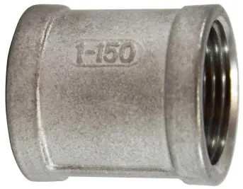 Shop Now Midland Metal 62416 Banded Coupling, 1-1/4 in FPT x 1-1/4 in FPT, Stainless Steel, 150 lb